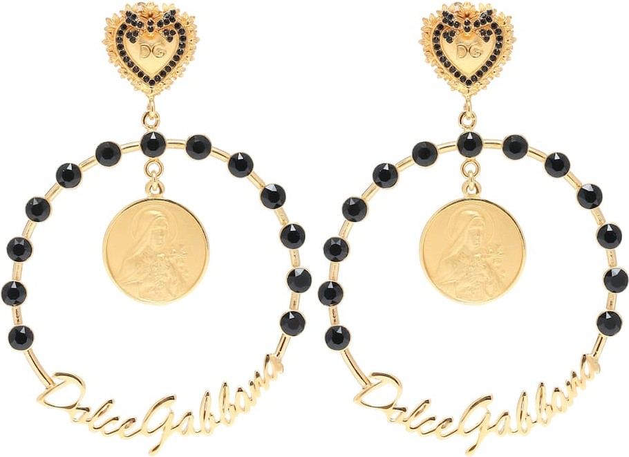 Dolce & Gabbana Embellished clip-on hoop earrings