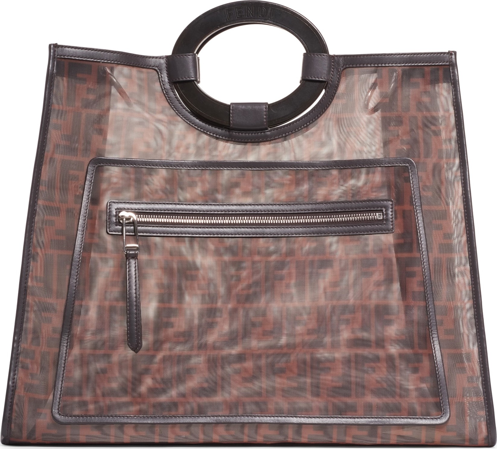 Fendi Large Runaway Printed Logo Mesh Shopper