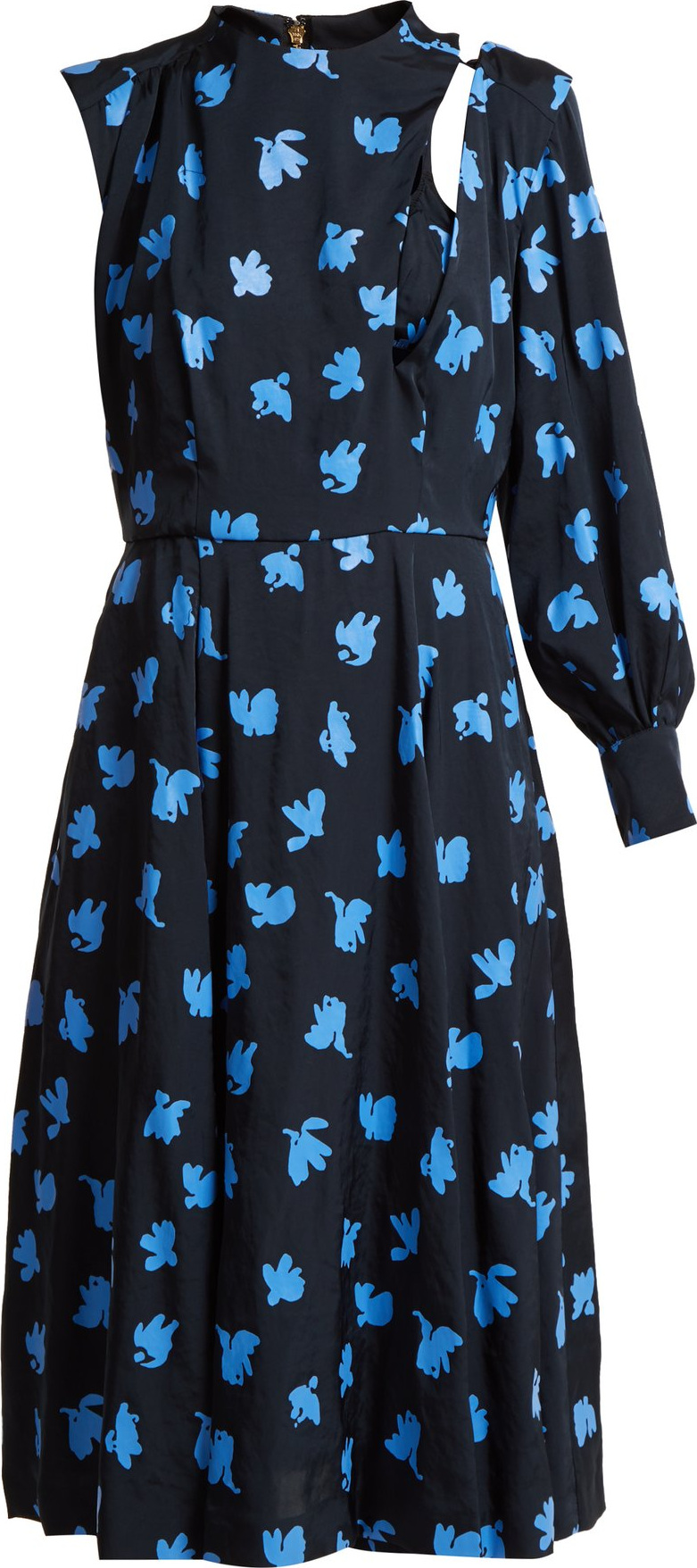 Toga Floral-print one-sleeved midi dress