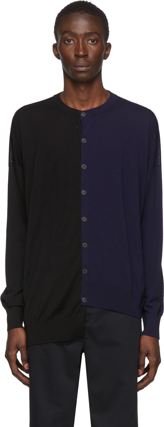 LOEWE Black & Navy Asymmetric Cardigan