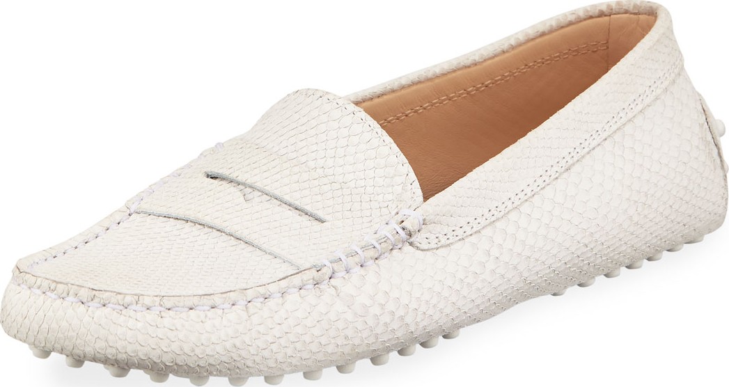 Tod's Python-Embossed Suede Gommini Loafers
