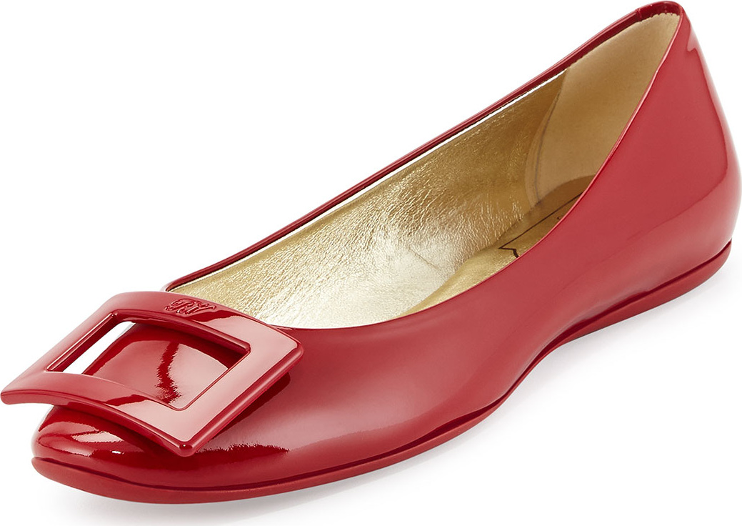 Roger Vivier Gommette Patent Ballerine Flat, Dark Ruby