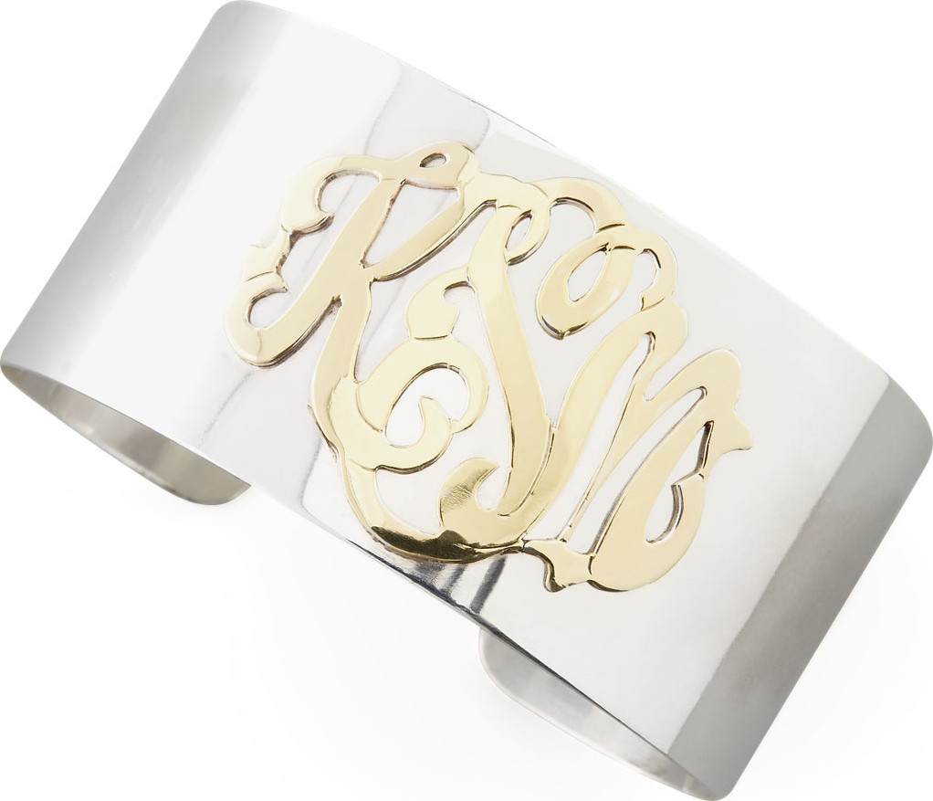 Moon and Lola Sterling Silver & Gold Script Monogram Cuff
