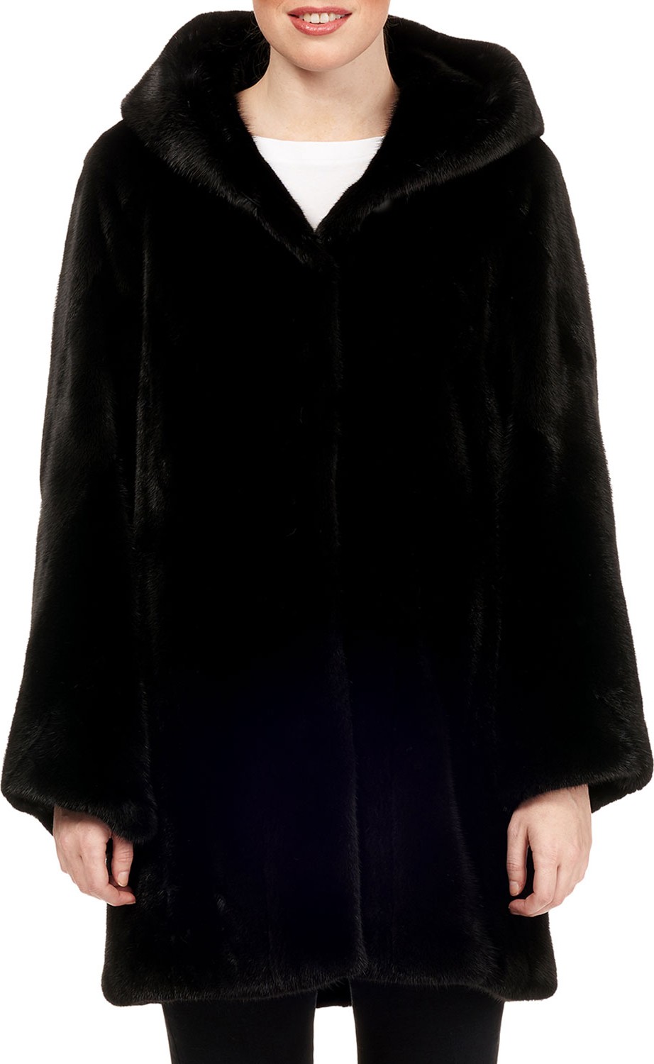 Gorski Hooded Mink-Fur Stroller Coat