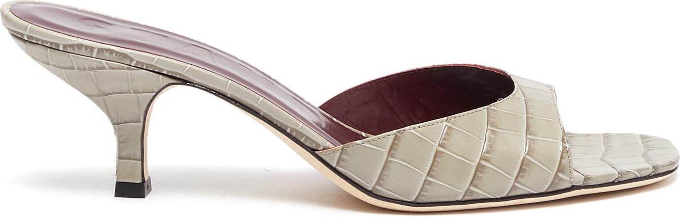 Staud Gene' croc-embossed leather heeled sandals