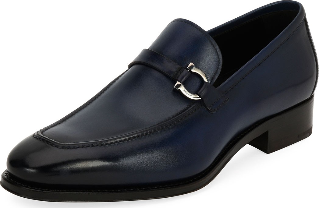 Salvatore Ferragamo Men's Tramezza Gancini-Bit Loafer, Blue