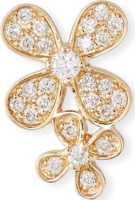 Sydney Evan 14k Gold Diamond Double Paisley Petal Stud Earring (Single)