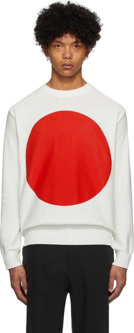 Blue Blue Japan White Big Circle Sweater