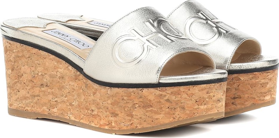 Jimmy Choo Exclusive to Mytheresa – Deedee 80 leather wedge sandals