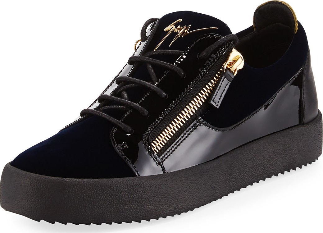 Giuseppe Zanotti Men's Velvet & Patent Leather Low-Top Sneakers