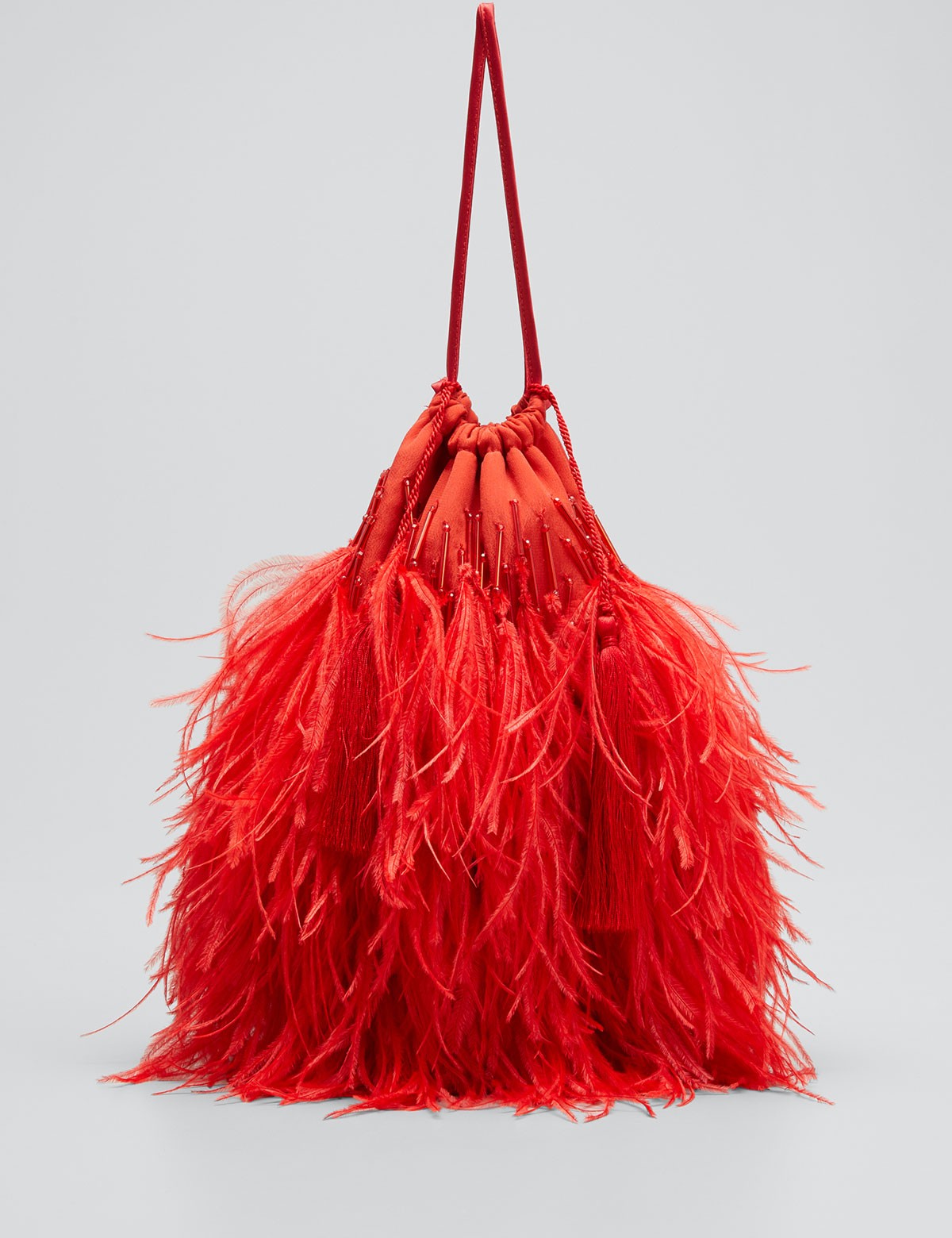 The Attico Ostrich Feather Pouch Bag