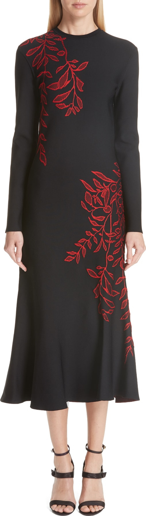 Oscar De La Renta Floral Intarsia Dress