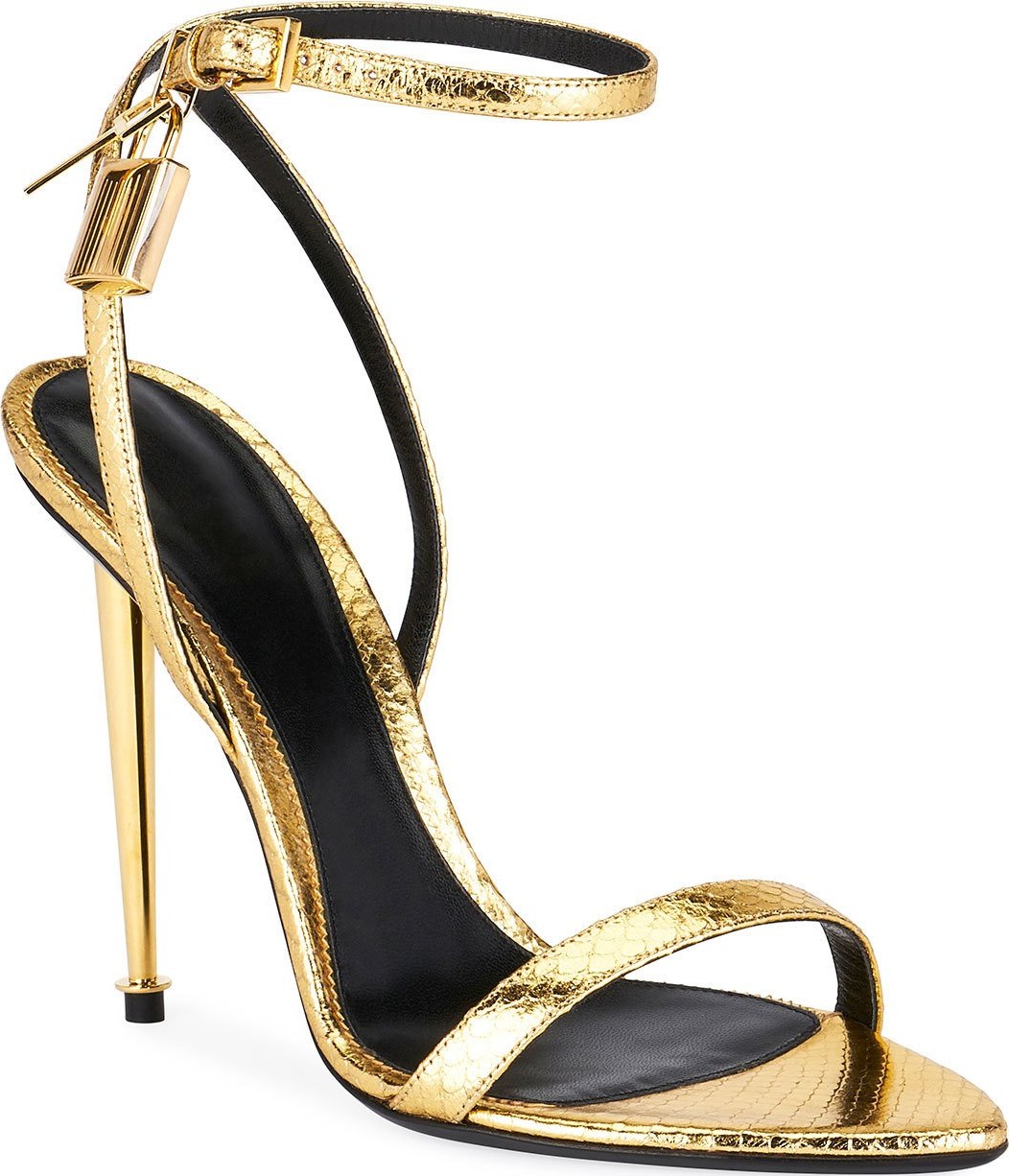 TOM FORD Laminated Printed Python Sandals
