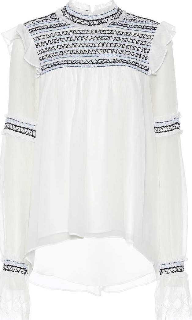 Jonathan Simkhai Embroidered silk top