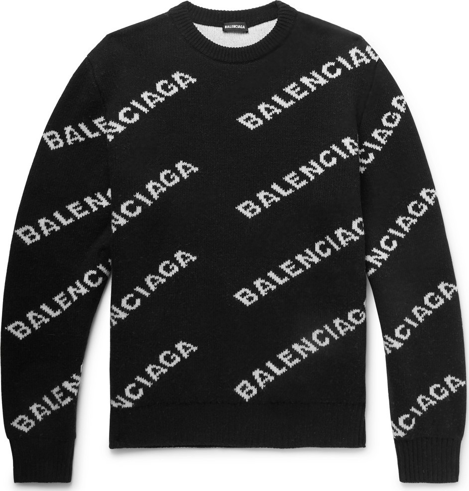 Balenciaga Logo-Intarsia Knitted Sweater