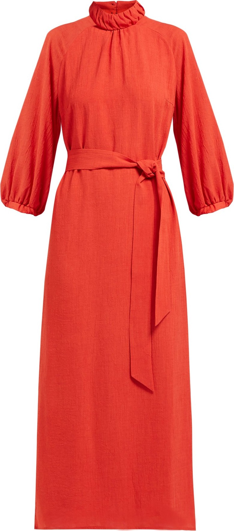 Cefinn Tie-waist gathered ramie midi dress