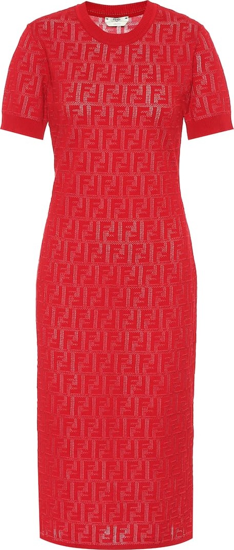 Fendi Cotton-blend knit midi dress
