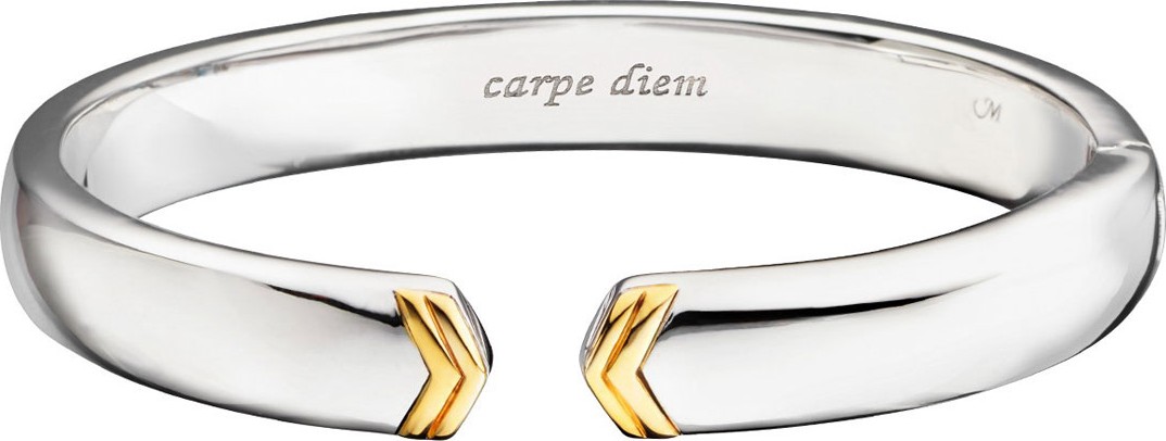 Monica Rich Kosann Sterling Silver Cuff Bracelet with 18k Gold Chevron