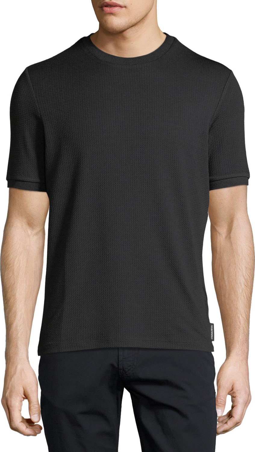 Emporio Armani Textured Jacquard Crewneck Jersey T-Shirt
