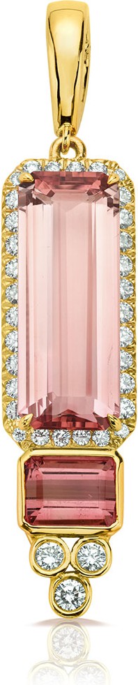 Pamela Huizenga 18k Gold Tourmaline & Diamond Pendant