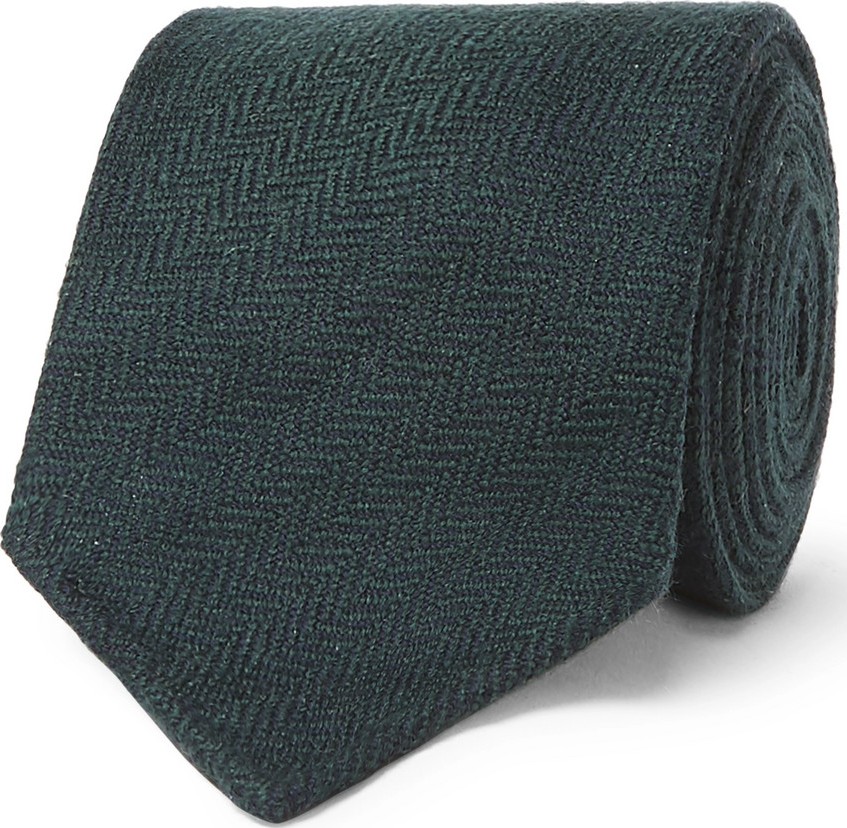 Thom Sweeney 8cm Herringbone Wool Tie