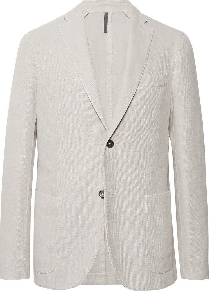 Incotex Stone Slim-Fit Basketweave Cotton and Ramie-Blend Blazer