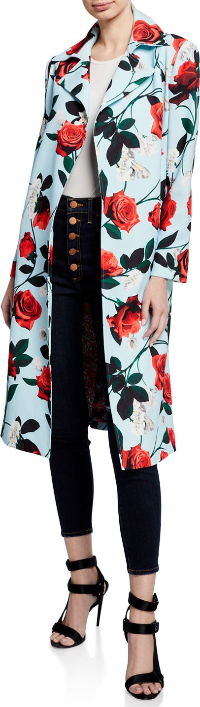 Alice + Olivia Rolanda Large-Lapel Coat w/ Belt