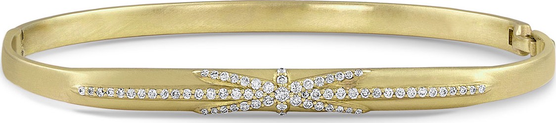 Dominique Cohen 18k Gold Northstar Diamond Hinged Huggie Bangle Bracelet