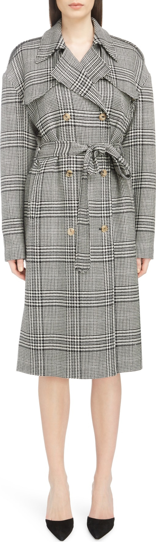 Magda Butrym Checked Double Breasted Wool Coat