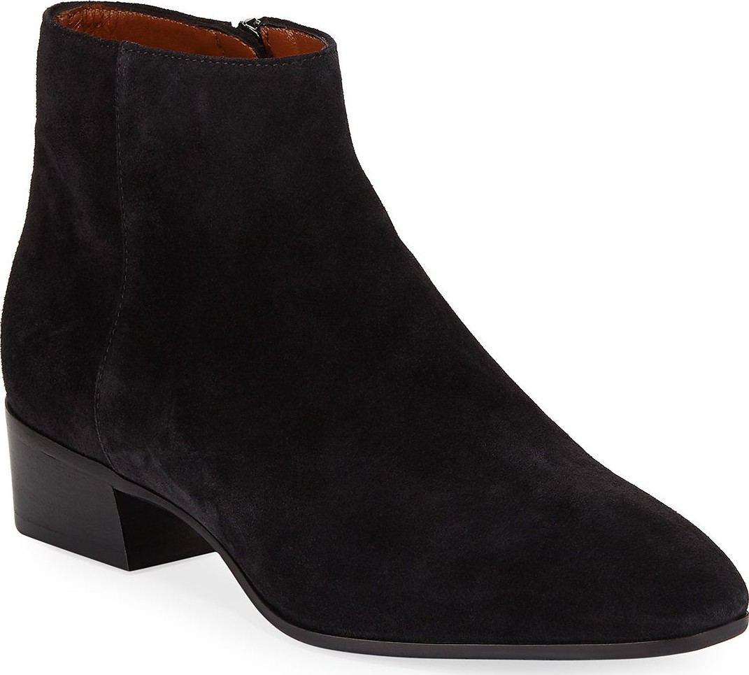 Aquatalia Fuoco Low-Heel Suede Zip Booties