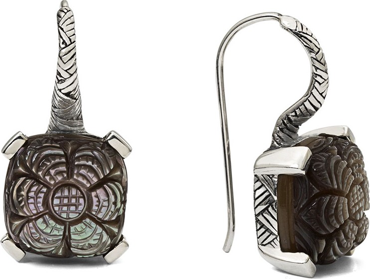 Stephen Dweck Carved Champagne Mother-of-Pearl Drop Earrings