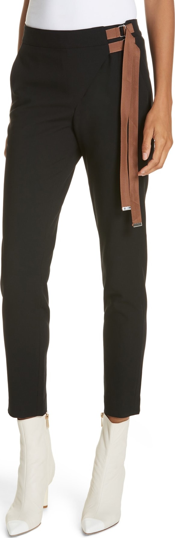 Tibi Anson Stretch Side Buckle Skinny Pants
