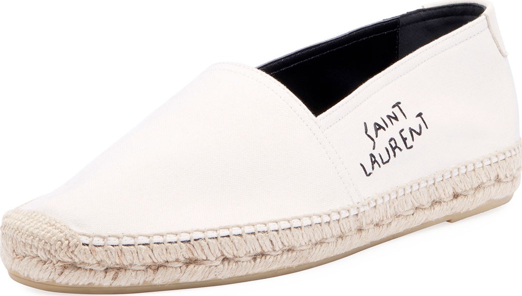 Saint Laurent Men's Logo-Stitched Canvas Slip-On Espadrilles