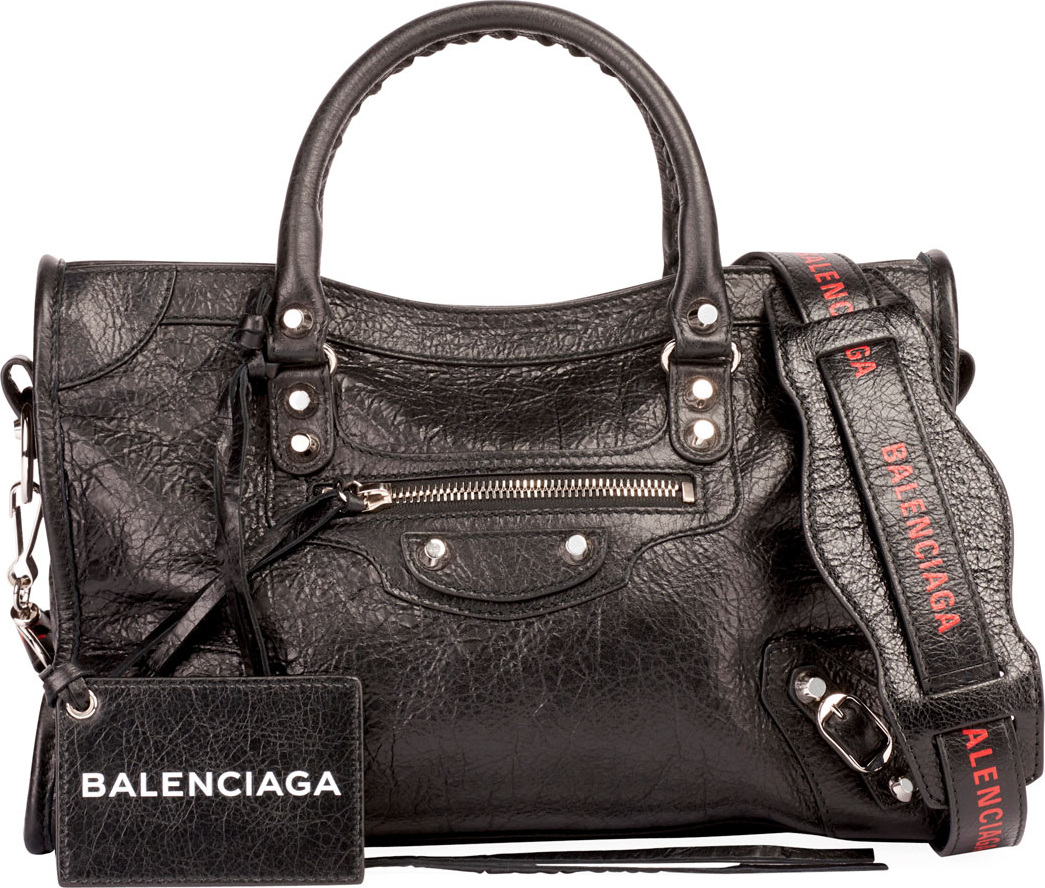 Balenciaga Classic City Small Leather Tote Bag with Logo Strap