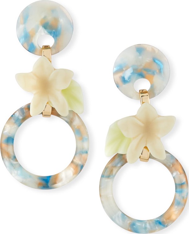 Lele Sadoughi Small Hibiscus Hoop Drop Earrings