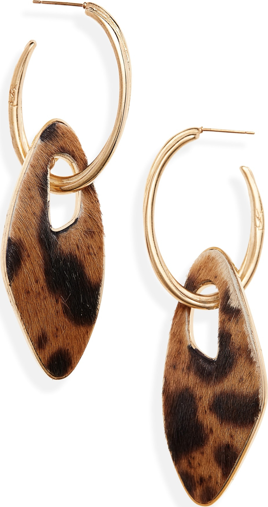 Saint Laurent Leopard Genuine Calf Hair Hoop Earrings