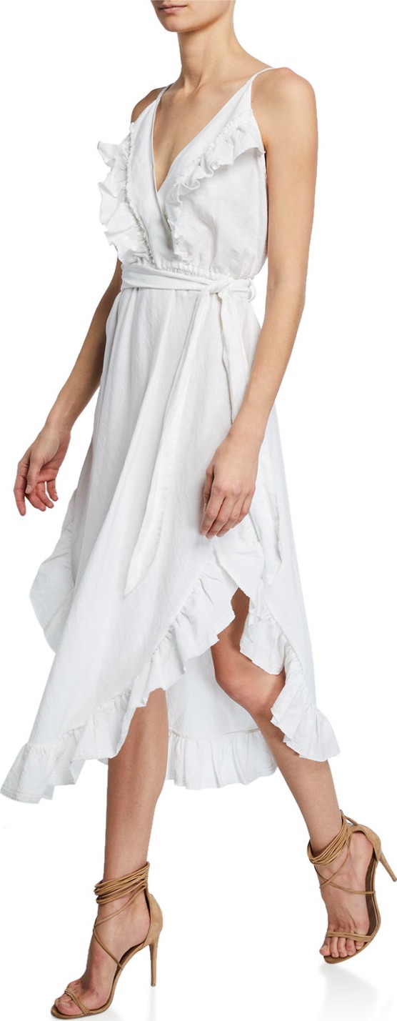 IRO Lemon V-Neck Ruffle Linen Dress w/ Belt