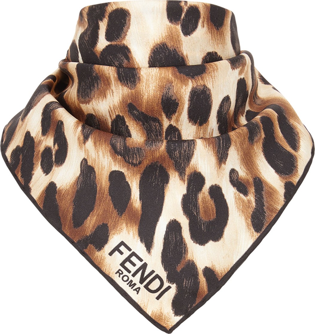 Fendi Leopard FF Gradient Silk Scarf