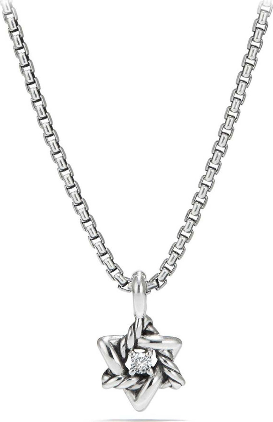 David Yurman Kid&#x27;s Cable Collectibles® Silver Star of David Necklace w/ Diamonds