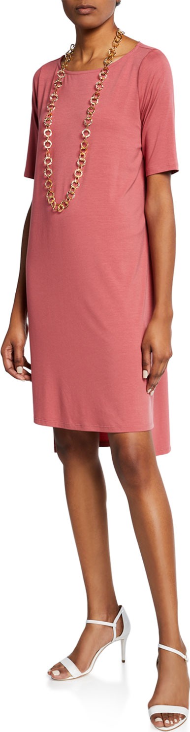 Eileen Fisher Elbow-Sleeve High-Low Jersey Dress