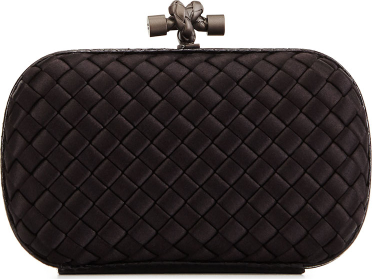 Bottega Veneta Woven Satin Knot Minaudiere, Black