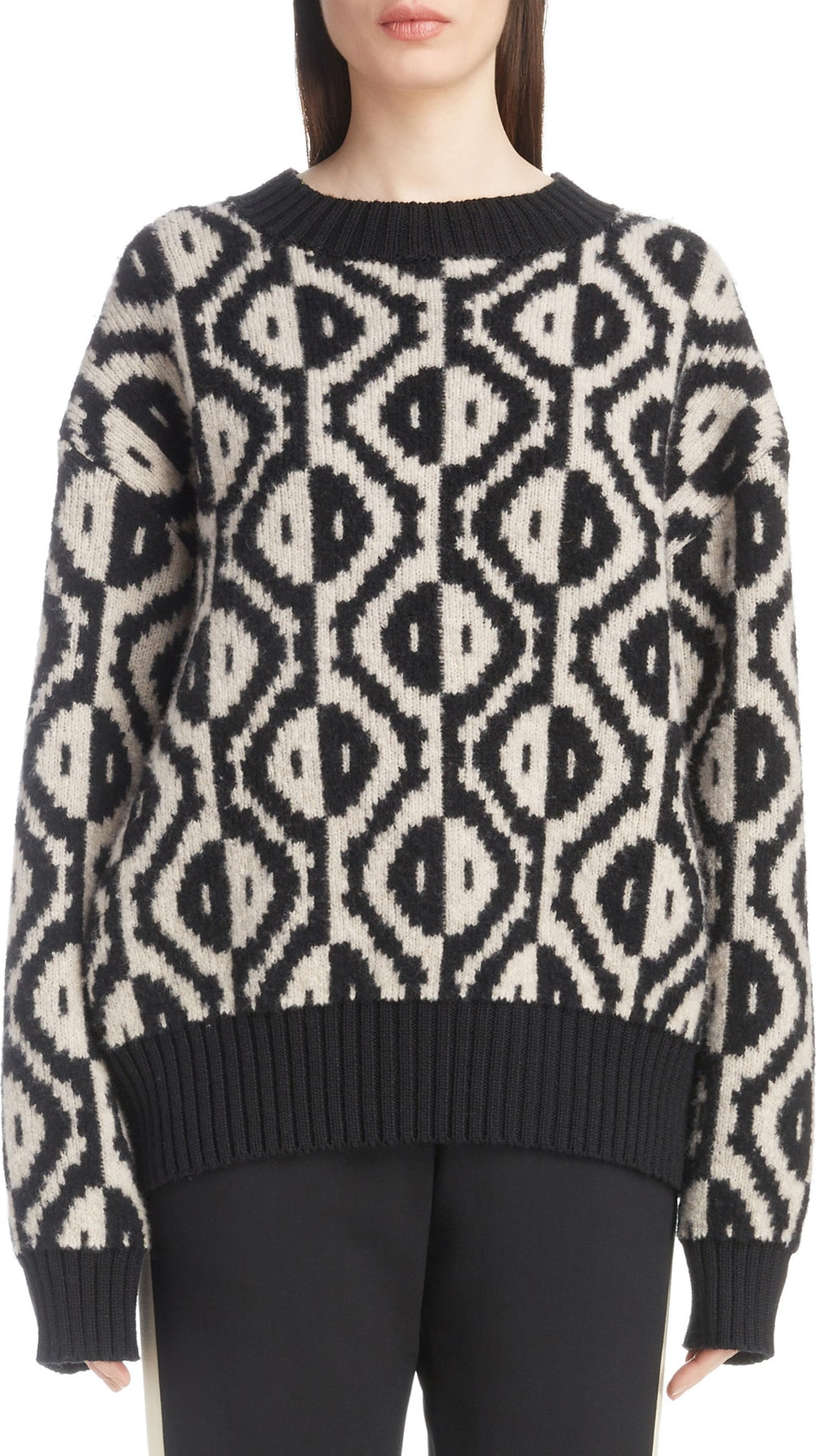 Dries Van Noten Geo Jacquard Merino Wool Blend Sweater