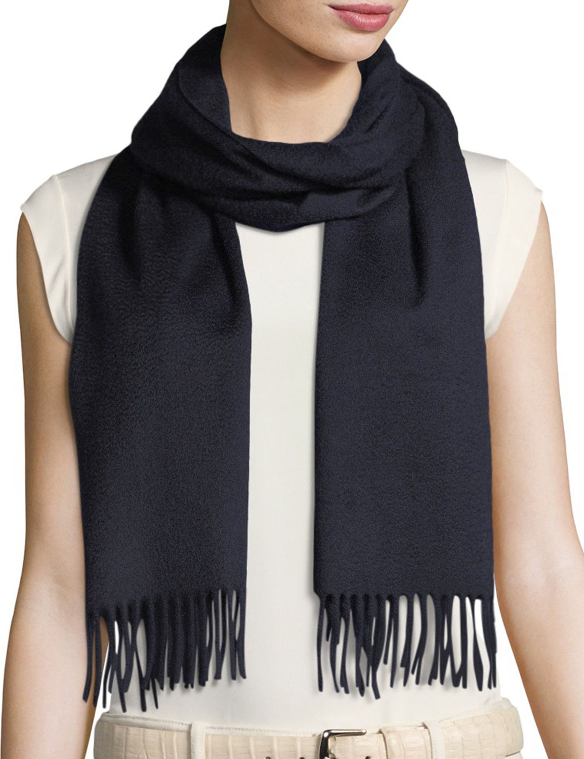 Loro Piana Grande Unita Cashmere Scarf, White