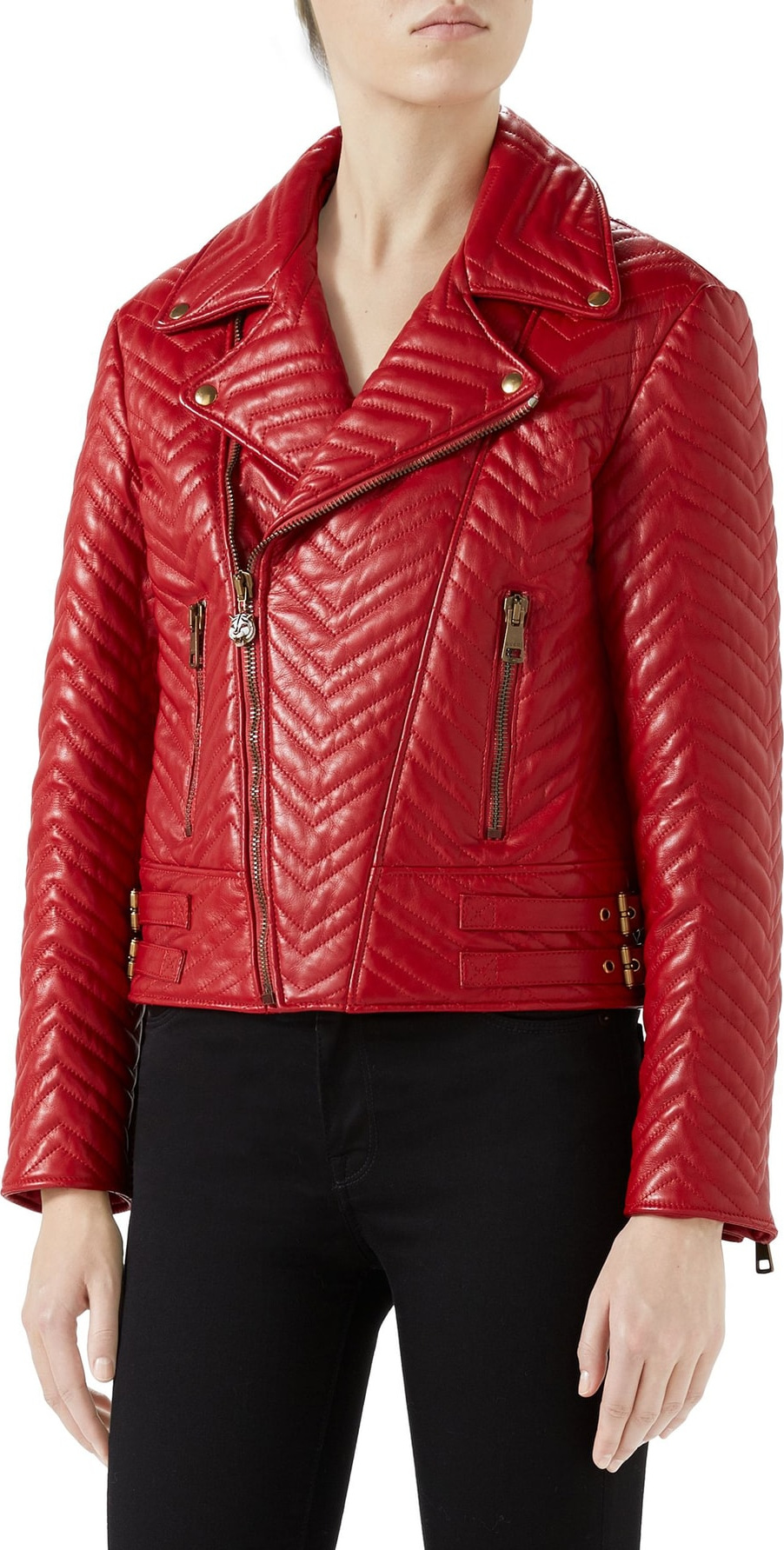 Gucci Heart Quilted Leather Biker Jacket