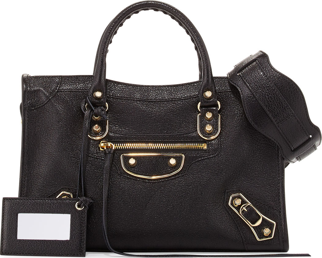 Balenciaga Classic Metallic Edge City Small Bag, Black/Gold