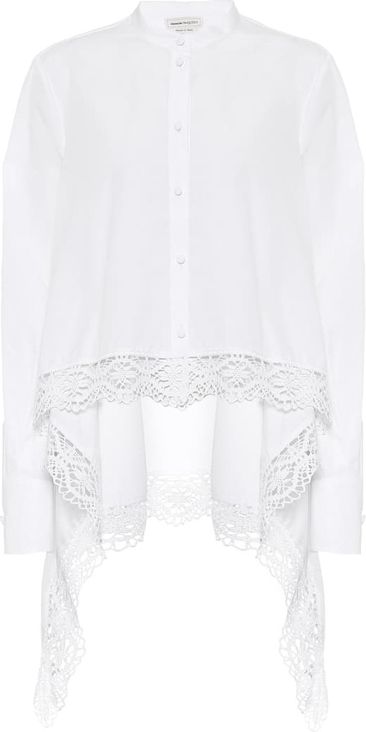 Alexander McQueen Lace-trimmed cotton shirt