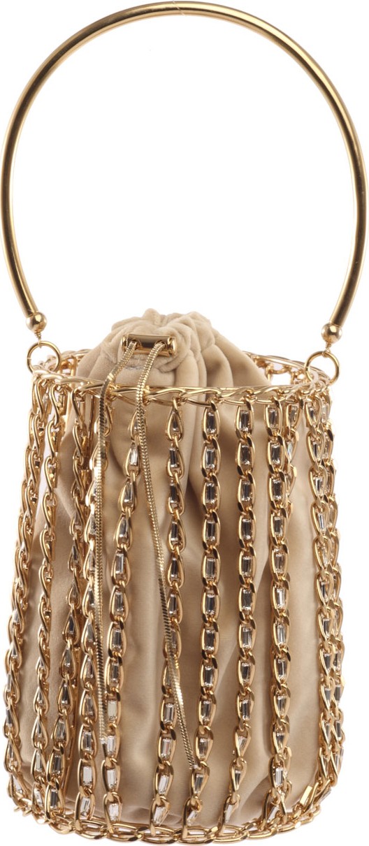 Rosantica Kill Bill Chain-Frame Velvet Minaudiere Bag