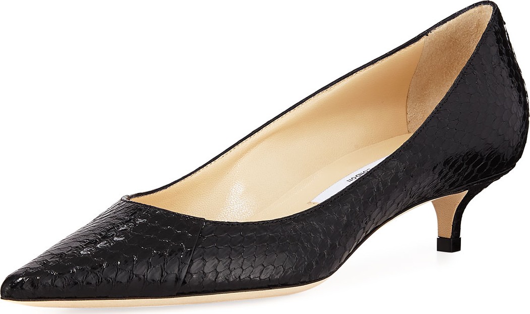 Jimmy Choo Amelia Snakeskin Pointed Pumps, Black