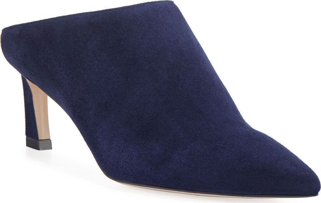 Stuart Weitzman Mira Suede Pointed Mule Pump