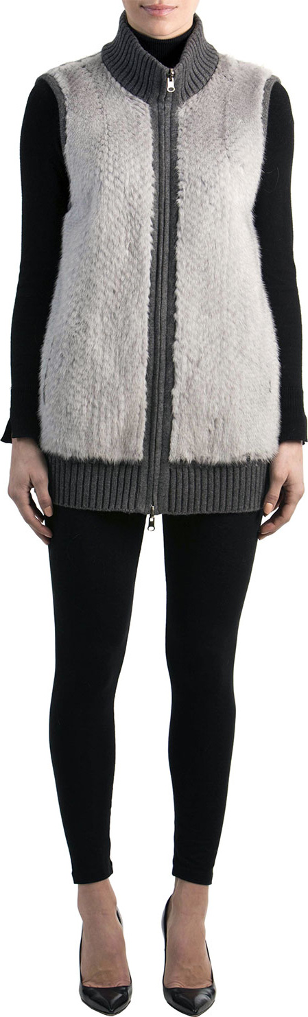 Gorski Mink-Panel Zip-Front Vest